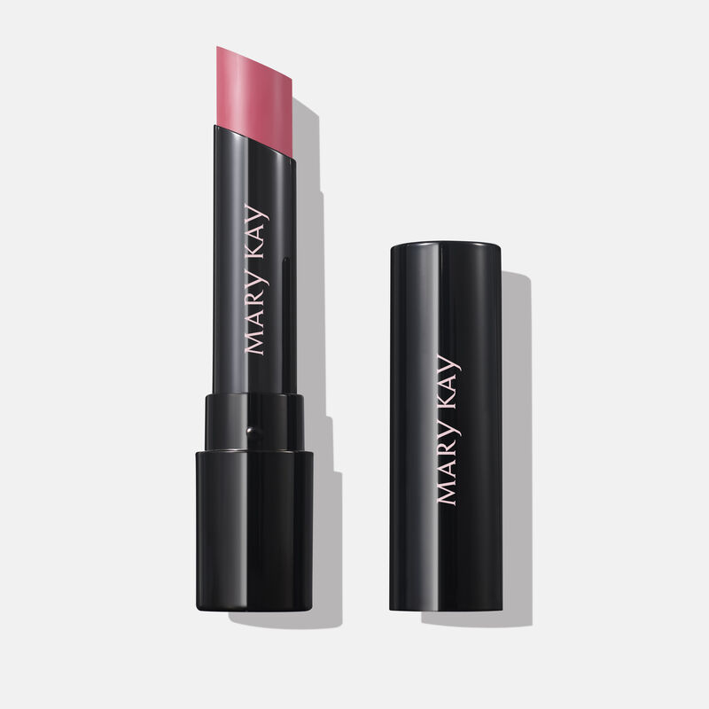 Uncapped tube of Mary Kay Supreme Hydrating Lipstick in shade Think of Pink